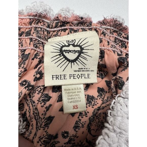 Free People XS Off The Shoulder Pink Peasant Dress Boho Hippie USA Made - Picture 3 of 10